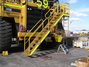 Cat 785C truck access system stairs ladder step safeboarder ST01